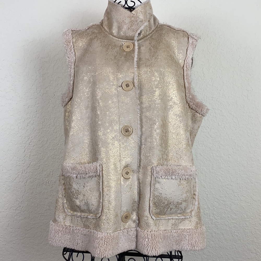 Telluride Clothing Co cream and gold vest size Large